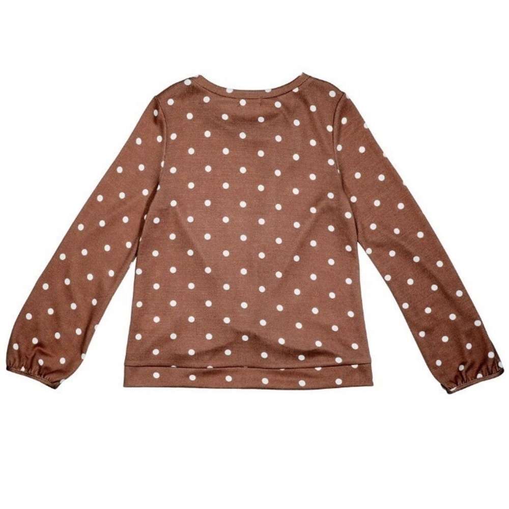Monteau Girls Long Sleeve Hachi Twist Front Top Large New with Tags Mauve Dot
